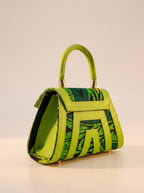 Vue de côté du sac Palma vert et wax, ELVI CREATION